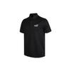 Solid Color Logo Print Half-Zip Polo Shirt Men Tops Black 671927-01