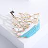 Pirate Boat Brooch Steam Boat Sailboat Shape Good Detail Stainless Exquisite Coat Collar