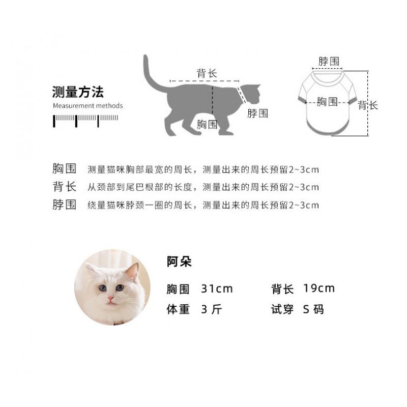 Pet Cat Clothing Set College Style Bear Embroidery Couple Outfit Shirt Hoodie Two-Leg Jumpsuit Small To Large Cats
