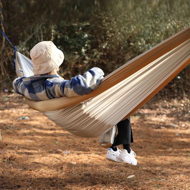 Надувной гамак для отдыха на открытом воздухе, качели для взрослых и детей, устойчивые к боковому опрокидыванию, нейлоновая ткань, гамак для отдыха на открытом воздухе, двухместная мебель