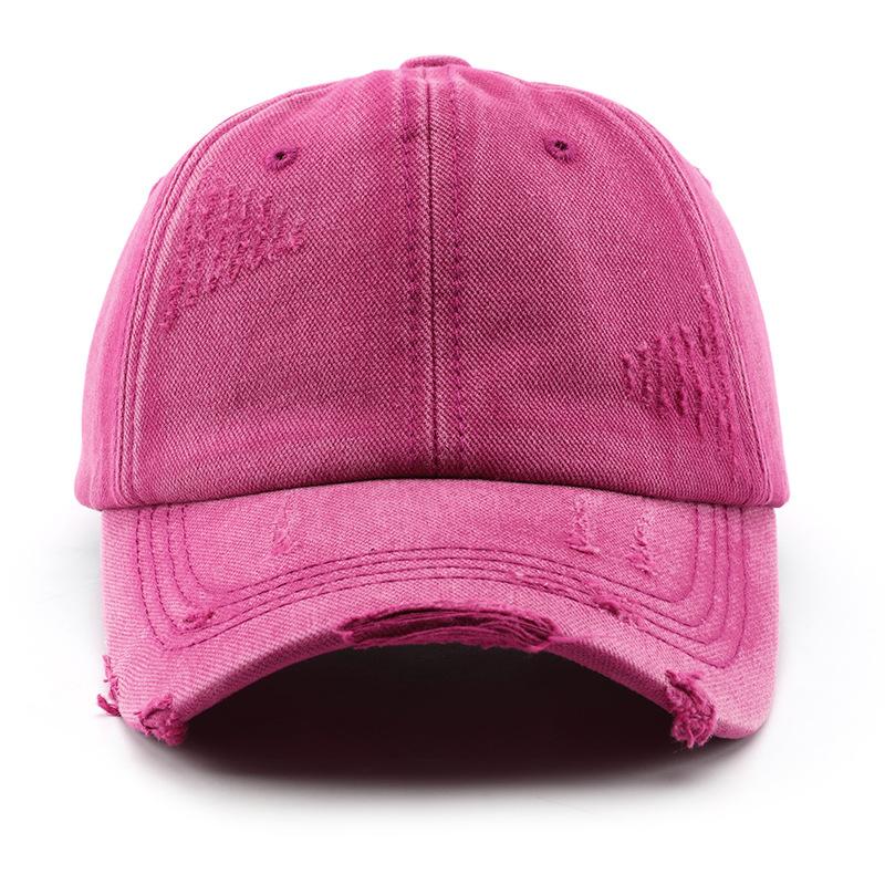 Hat Women's Spring and Summer Washed Ripped Denim Solid Color Light Board Cap Outdoor Men's Travel Sunscreen Shade Baseball Cap
