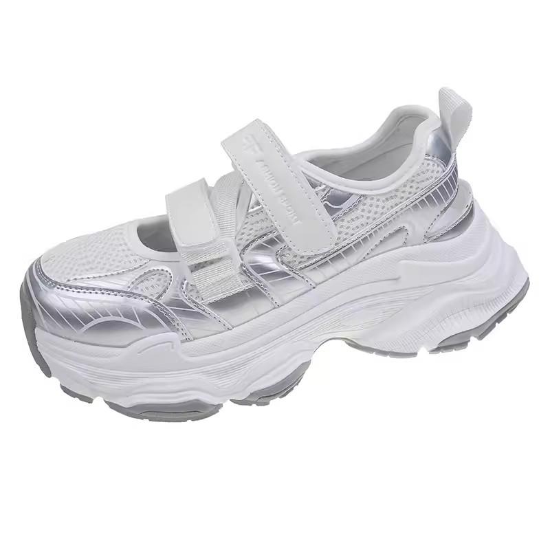 Baotou platform sandals spring and summer new breathable hollow mesh Velcro casual sports dad shoes