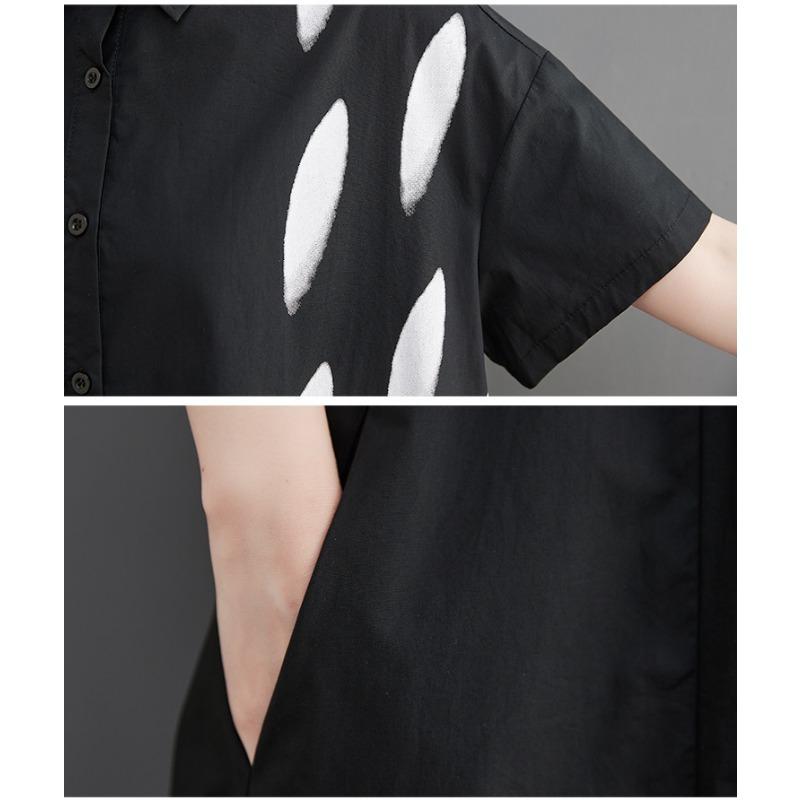 Summer Women's Dress Loose Large Size Cool Comfort Short Sleeve Printed Skirt Artistic Temperament In The Long Casual Dress