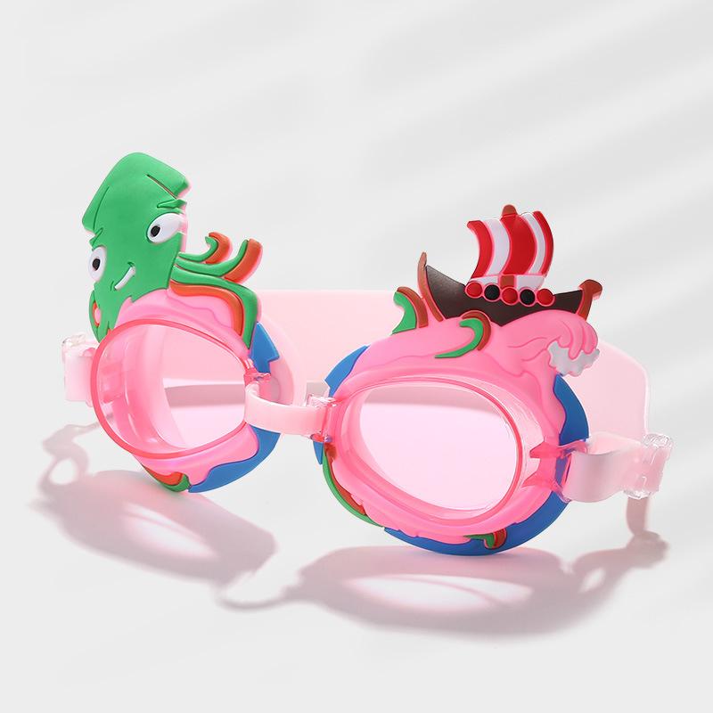 Детские милые мультяшные очки для плавания, водонепроницаемые очки для бассейна, противотуманные очки для водного спорта, дайвинга, серфинга, очки с берушами