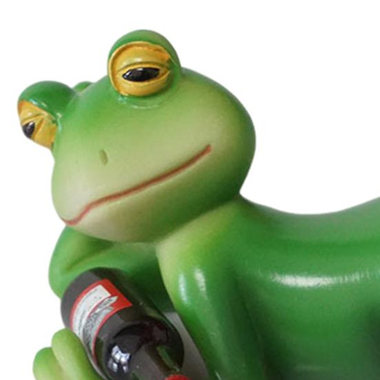 Lying Frog Figurine Planter Decoration Mini Frog Statue Resin Frog Holding Bottle Ornament for Garden Home Office Flower Pot Edge