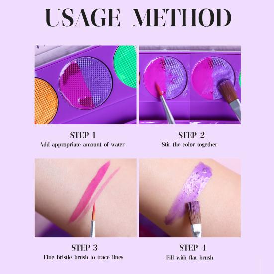 Makeup Palette Water-Soluble Versatile Creative Body Paint for Festivals Stages Opera