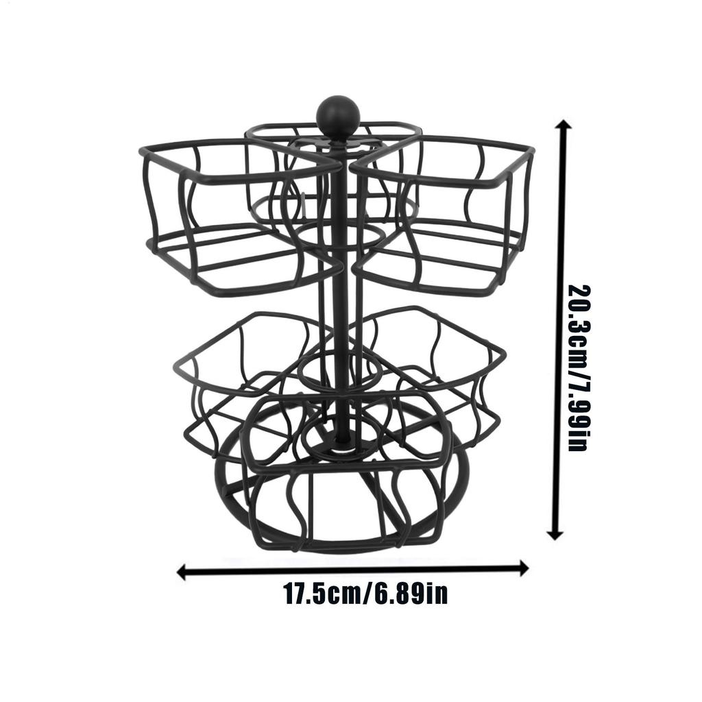 Tea Holder Organizer 2-Tier Rotating 6-Compartment Countertop Storage Creamer Sugar Teabag Basket Container for Home Office