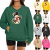 Women's Fashionable Christmas Print Long-sleeved V-neck Sweatshirt