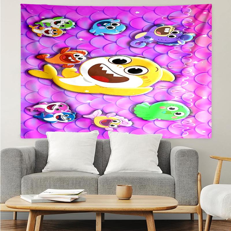 B-Baby Shark Tapestry for Bedroom Aesthetic Classroom Tapestries Wall Hanging for Living Room Dorm Office,Ideal Creative Gift