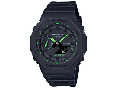 G-SHOCK GA-2100-1A3JF Серия NEON ACCENT Зеленые часы с восьмиугольным безелем НОВИНКА