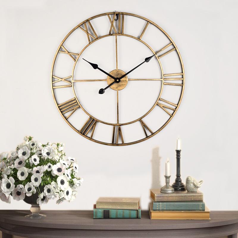 60 см европейские бесшумные белые железные настенные часы - креативный, модный металлический дизайн для простого украшения гостиной
