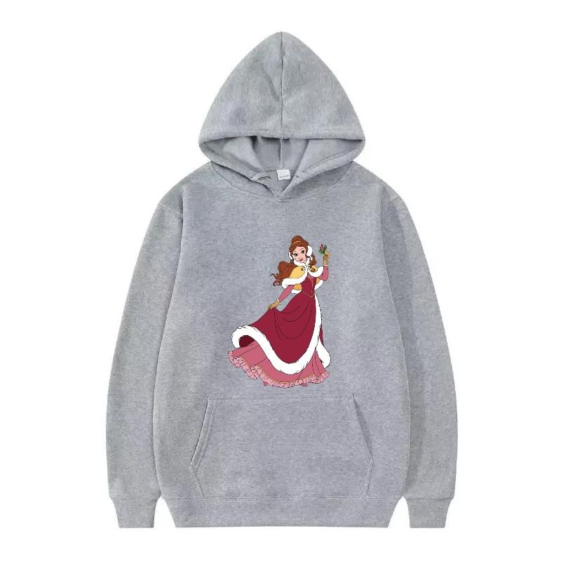 Disney Beauty And The Beast Princess Pattern Woman Loose Black Autumn Tops Clothes Pullovers Ladies Cheap Y2k Hoodies Men Sporty