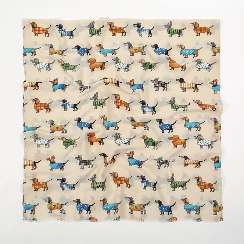 Животный Шарф Кисточка Вискозная Шаль Такса Собака Кошка Узор Шарфы Женские Мусульманский Хиджаб Милые Повязки на Голову Муфлер