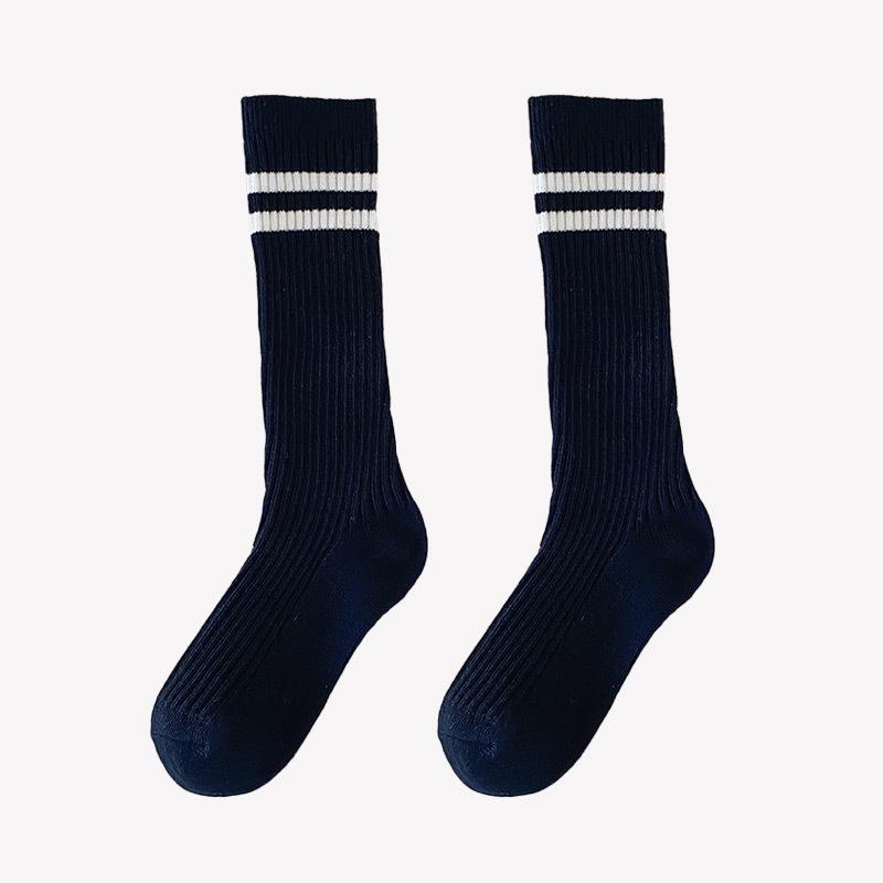 1 пара корейских модных однотонных носков до середины икры для детей, весенне-осенние теплые хлопковые простые школьные носки