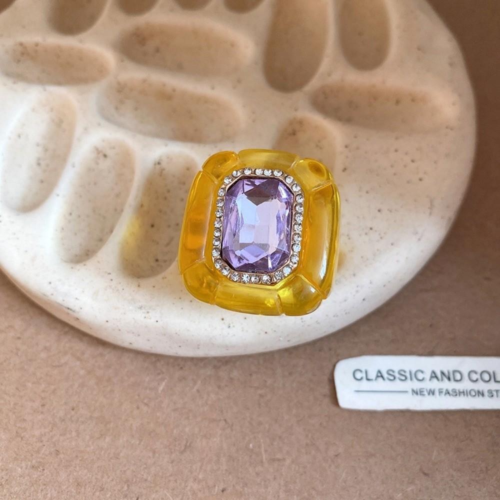 Candy Color Geometric Ring Y2K Classic Big Dome Plain Ring Hand Ornaments Acrylic Resin Ring  Party