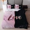 3pcs Pink Black Bedding Set Love 3D Print Cozy Duvet Cover King Queen Twin Size Birthday Gift for Adult Girl Bedroom Decoration