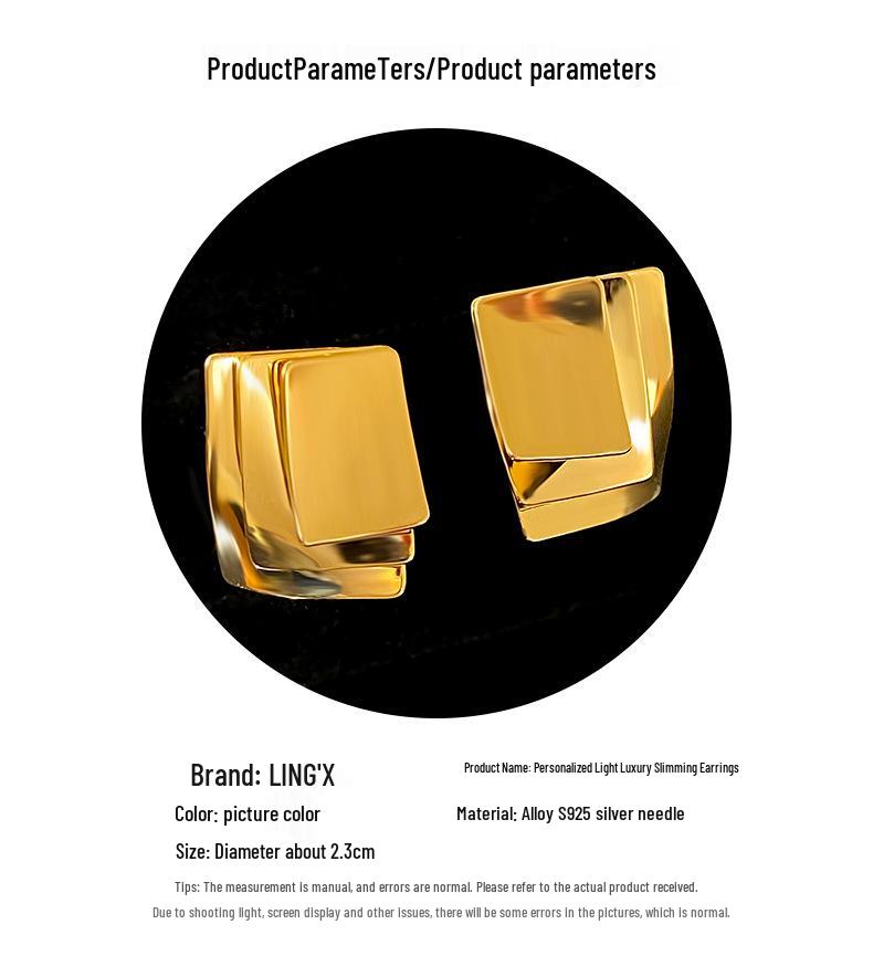 Минималистичные геометрические серьги-пусеты из металла: Европейский и американский нишевый дизайн, холодный стиль, преувеличенный высококлассный вид для женщин