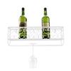 Wall Mount Metal Wine Rack Bottle Champagne Glass Holder Storage Bar Accessory with Shelf White