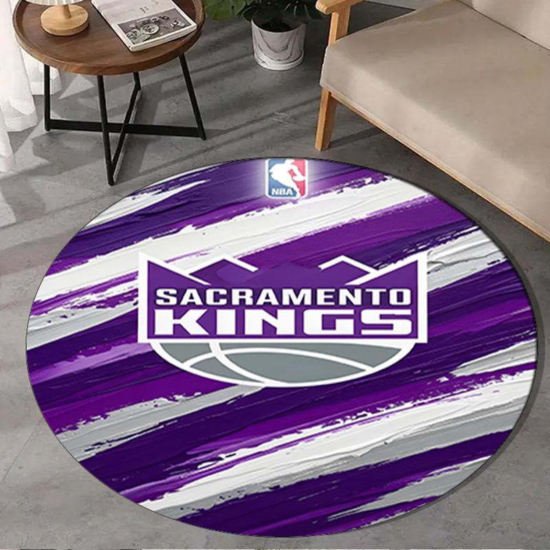 Kings Basketball Team Logo Round Rug for Livingroom,Bedroom, Palyroom, Chair Rug, Area rug, Circle Carpet, Large Size Fan Christmas gift