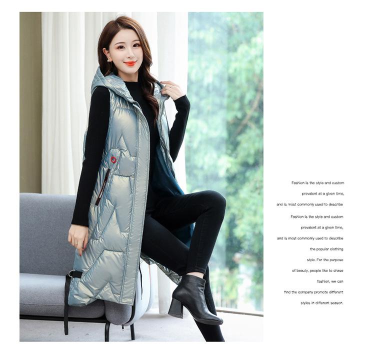 Осенне-зимняя женская однотонная свободная ветрозащитная жилетка средней длины с капюшоном без рукавов, женская куртка