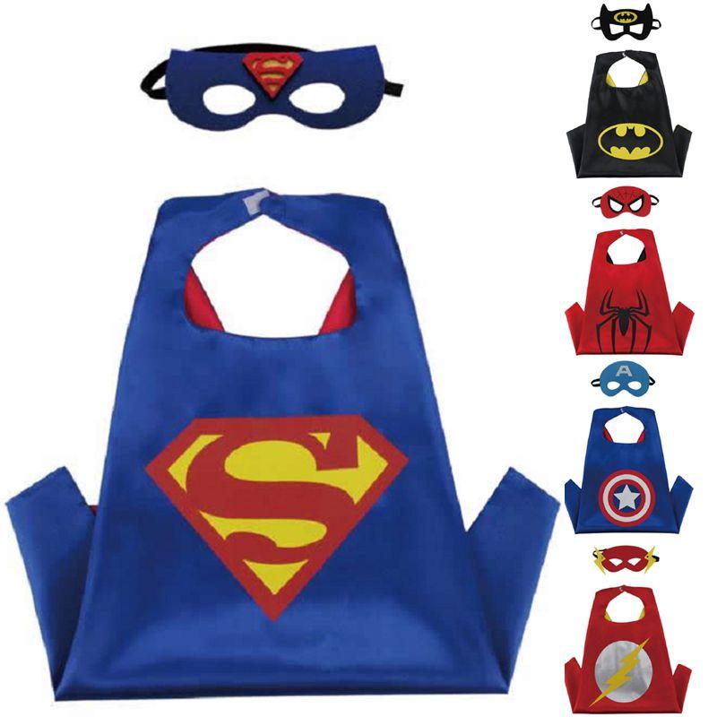 Colorful Marvel Anime Cosplay Superhero Cloak And Mask For Childrens Fancy Dress