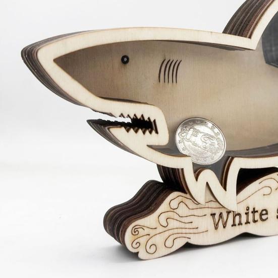Витрина для зубов акулы, деревянная акула, теневая коробка, настольная коллекционная витрина для коллекционеров монет и любителей акул
