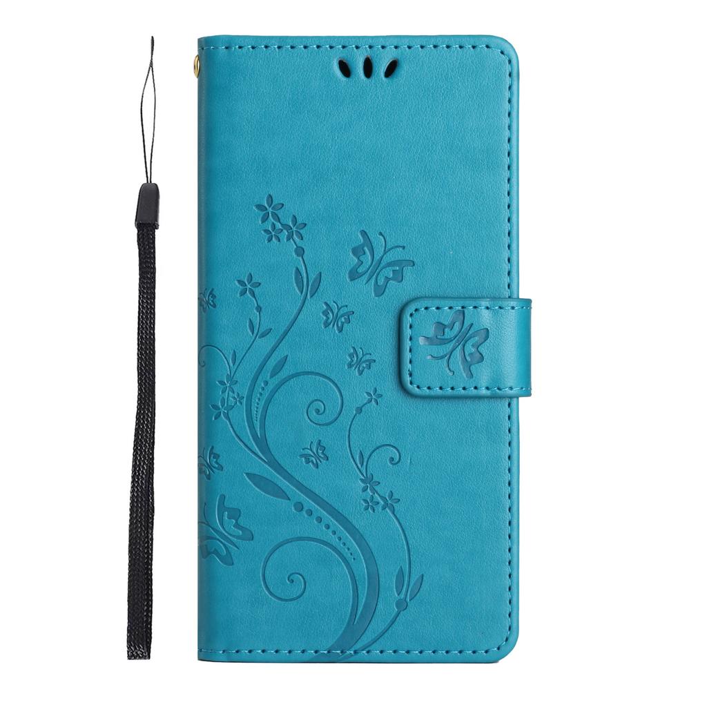For Oppo Reno14 Pro 5G (Global)/Reno13 Pro 5G Leather Wallet Case Butterfly Flower Imprint Phone Cover with Strap