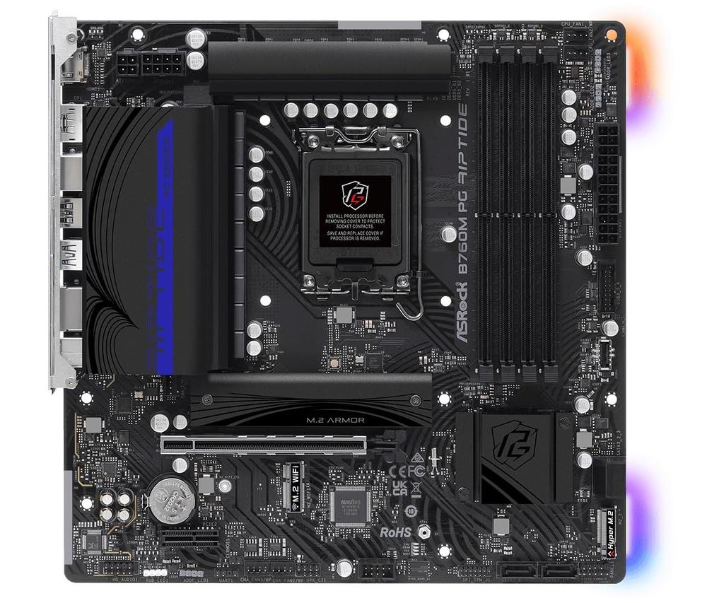 Материнская плата ASRock B760M PG Riptide совместима с процессорами Intel 12-го и 13-го поколений, чипсет B760, материнская плата DDR5 Micro ATX, авторизованный дистрибьютор