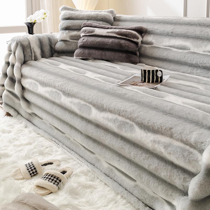 Cream Wind Rabbit Plush Sofa Cover Thick Warm Blanket Sofa Cushion Anti-slip One-piece Sofa Towel