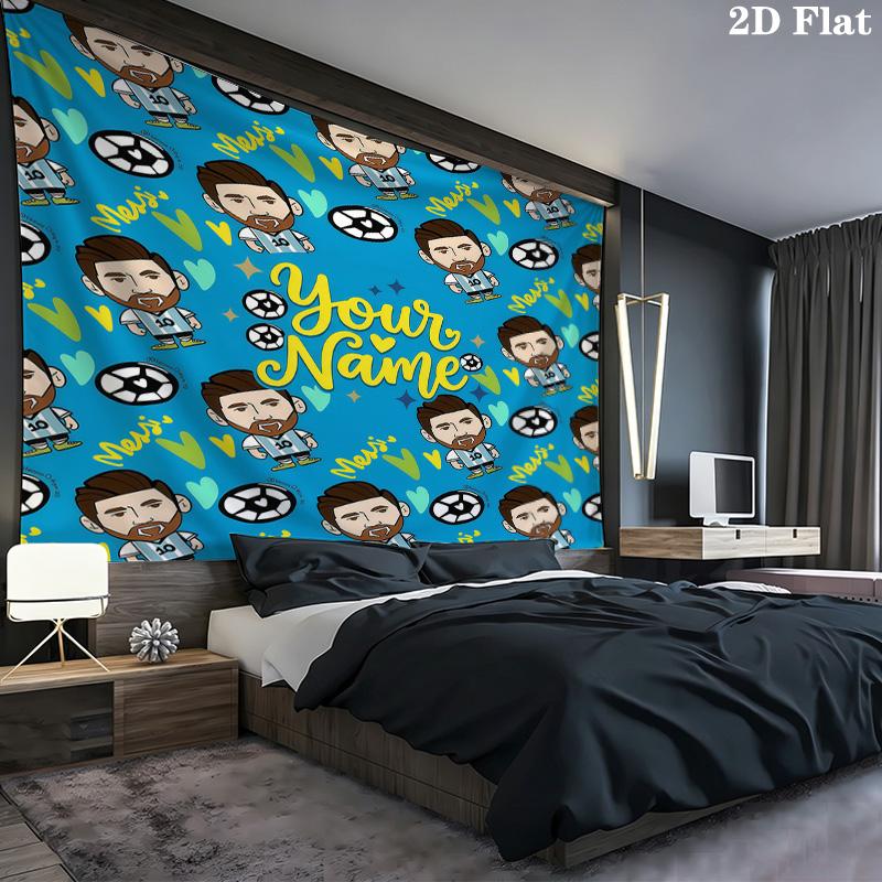 Messi Custom Name Wall Tapestry Aesthetic Wall Hanging Printed Fabric Blanket Decorative Tapestries For Bedroom Living Room Home Decor