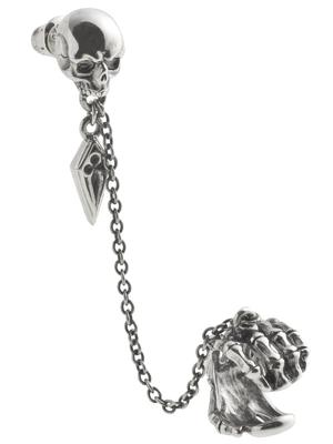ArtemisClassic Череп Серьги-каффы на одно ухо Серебряные аксессуары Брендовые ювелирные изделия Серебряные серебряные серьги Серьги-цепочки Серебро 925 [Artemis Classic]