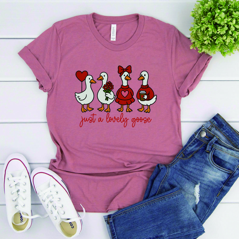 Cute Lovely Goose Coquette Tshirt Valentine Goose Shirt Duck Valentines Shirts Silly Goose Shirts Unisex Short Sleeves Tops