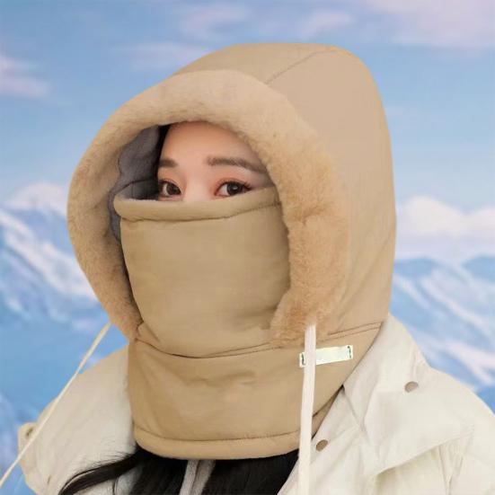 Зимняя велосипедная шапка со встроенным защитным экраном для лица и утеплителем для шеи, ветрозащитный толстый плюшевый шарф с полной защитой для улицы, головной убор для холодной погоды