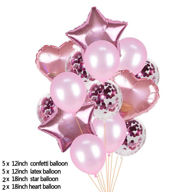 14 шт. / Компл. 18 дюймов сердце звезда фольга шары 12 дюймов латексное конфетти гелиевый воздушный шар многоцветный день рождения