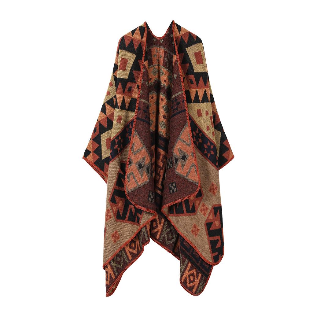 Trendy Retro Shawl Western Sichuan Travel Wear A Big Cape Summer Ethnic Style Knitted Shawl Cape