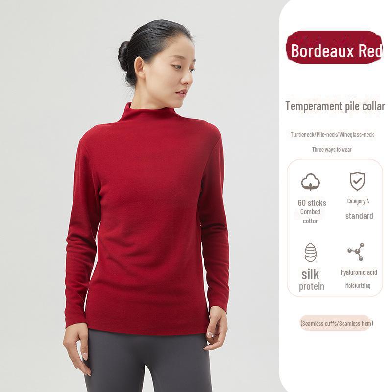 Women's High-Collar German Velvet Long-Sleeve Top: Slim Fit, Heat-Generating, Hyaluronic Acid-Enhanced, Perfect for Autumn and Winter.