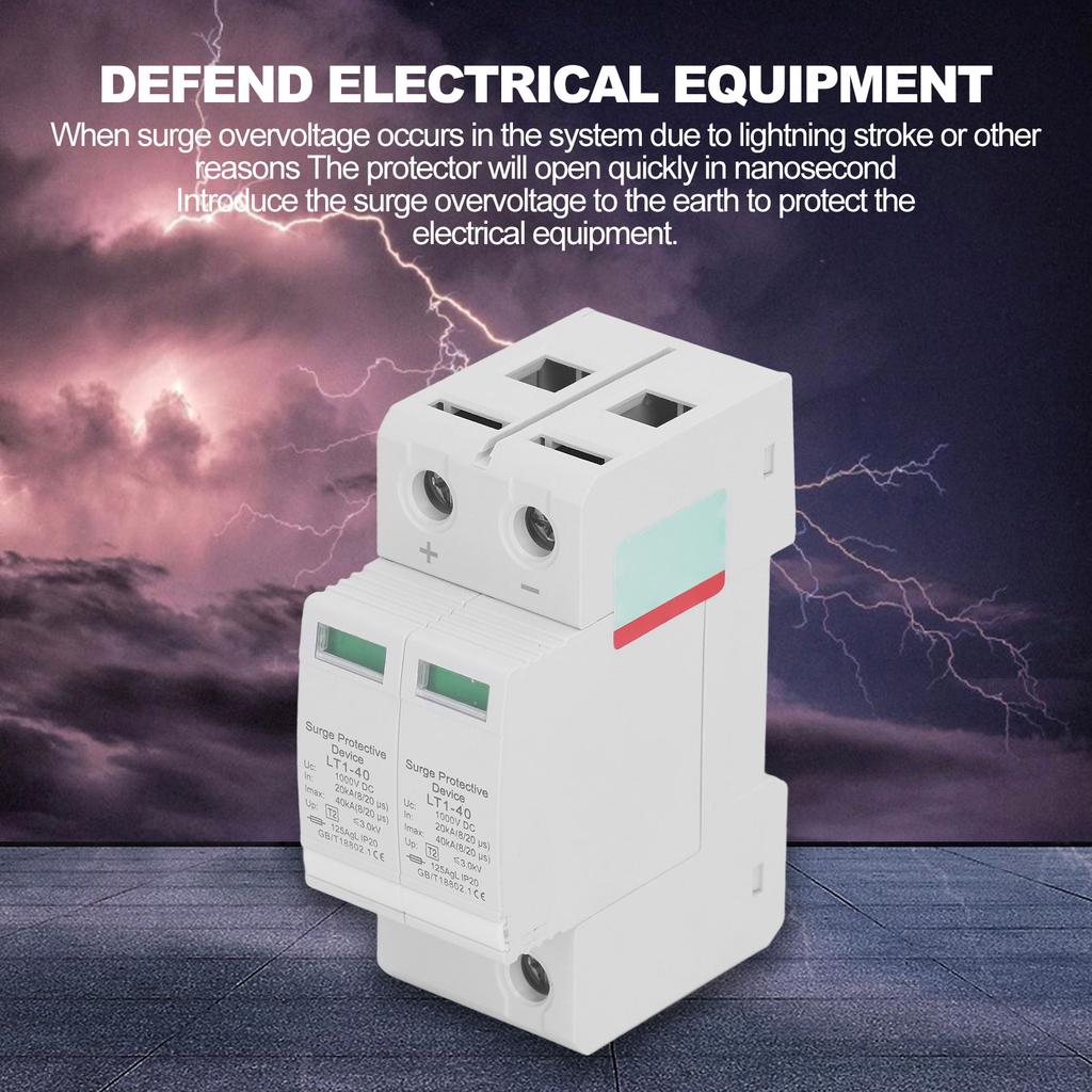 Surge Protective Device Photovoltaic PV Voltage Protection Arrester Protector 20‑40KA 2P DC1000V