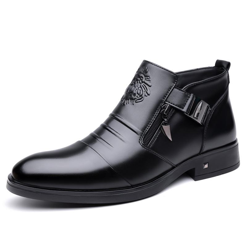 Мужские Всесезонные Ботинки Заостренный Носок Кожаные Повседневные Удобные Удобные Для Повседневного Использования Прочный Материал Хорошего Качества