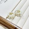 Retro Unique Double-Row Pearl Circle Earrings Women'S French Light Luxury Niche Design Ear Buckle Earrings