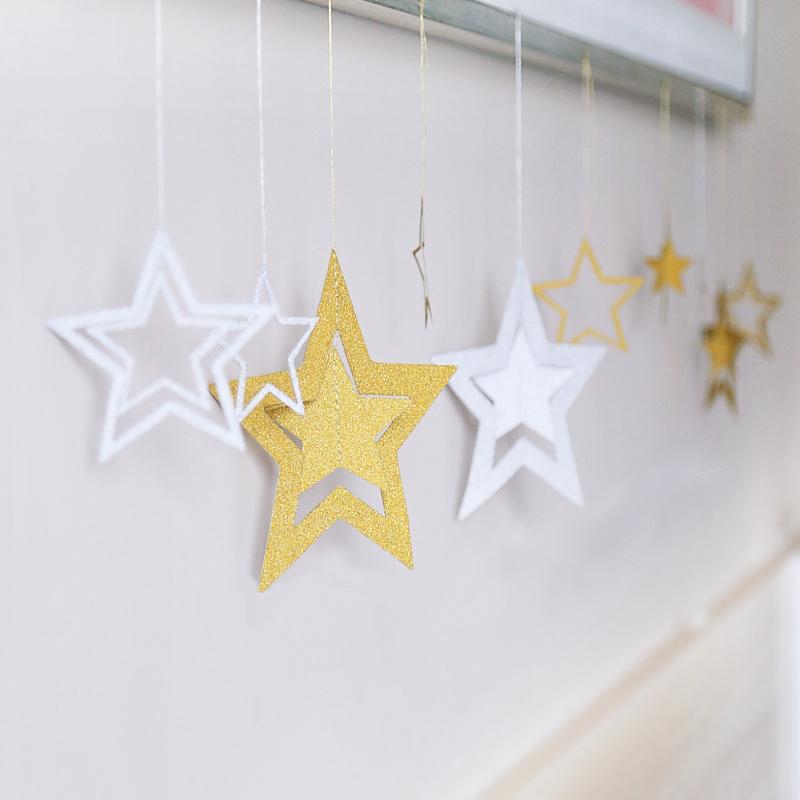 7pcs/lot Twinkle Star Paper Pendant Garland Ornaments Christmas Decorations for Home New Year Natal Noel Decor Navidad 2020
