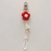 Plastic Flower Dummy Nipple Holder Plaid Embroidery Pacifier Clips Retro Baby Pacifier Chain  Girls