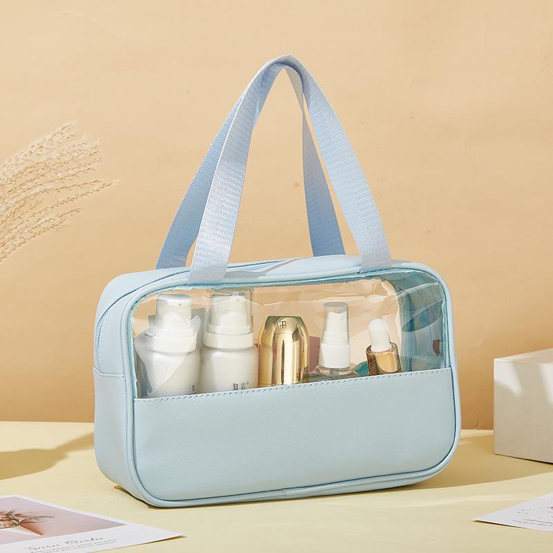 PU Translucent Waterproof Makeup Bag - Large Capacity Travel Bath & Cosmetics Case