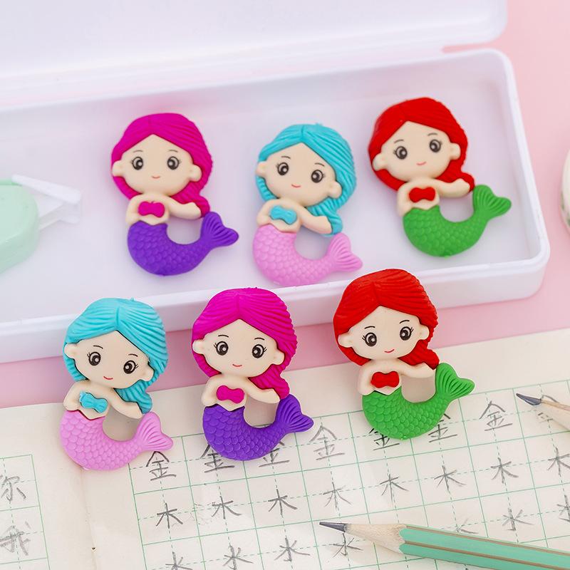 Канцелярские товары Kawaii Русалка Пазл Собранный Ластик Студент Шестьдесят Один Финальный Рождественский Приз Подарок Награда Офис Школьные Принадлежности