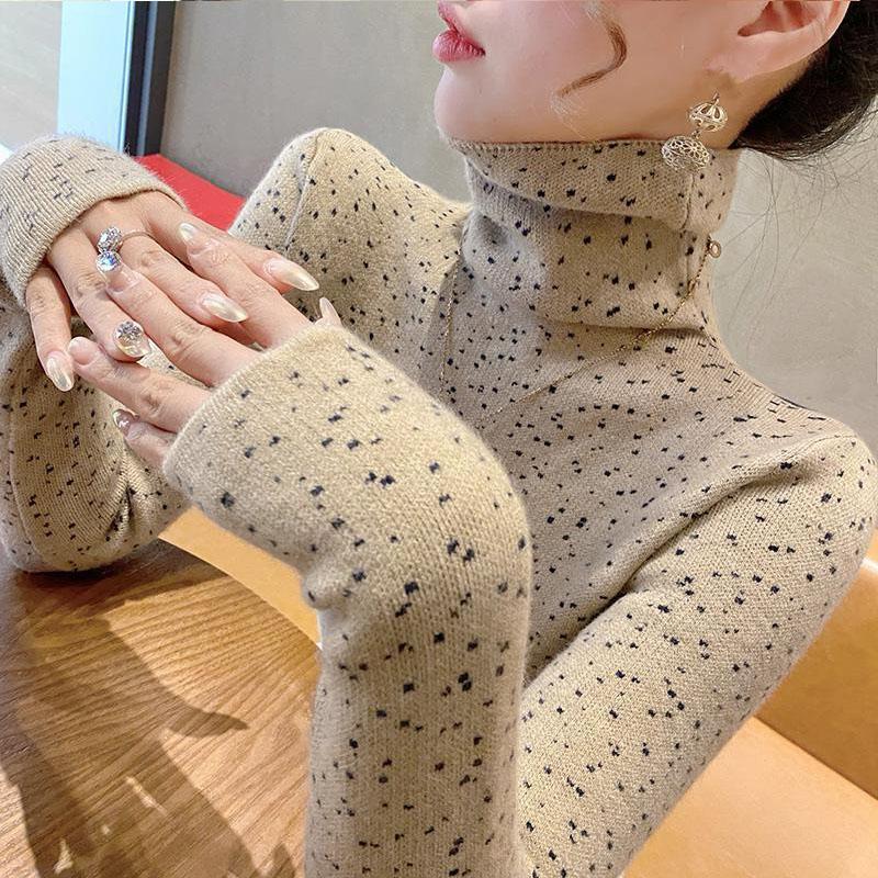 Женский свитер с высоким воротом, новый осенне-зимний пуловер и стильный зимний базовый свитер с трикотажным внутренним слоем, женская одежда