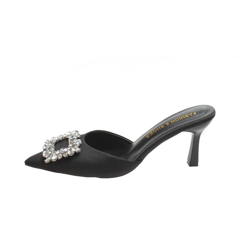 Мода 2024 Летняя женская обувь Модные женские туфли Baotou на высоком каблуке, повседневные туфли на шпильке со стразами, женские туфли на высоком каблуке