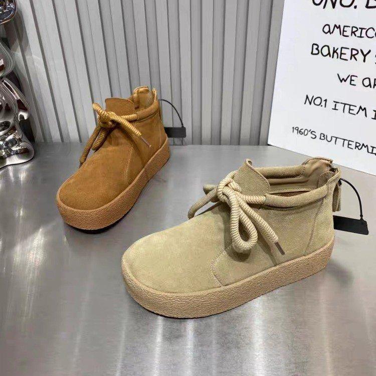 Кукольная голова чистая кожа откидной мех на плоской подошве короткие ботинки женские ретро мягкая подошва шнуровка ботинки Мартина удобные и нескользящие низкие одинарные туфли