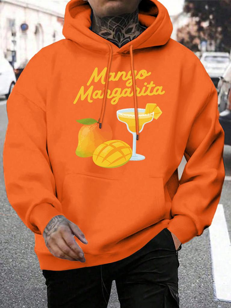 Manga Margarita Fresh Fruit Printing Men Hoodies All-Match Casual Hoody Autumn Fleece Hoodie Loose Pocket Male Streetwear