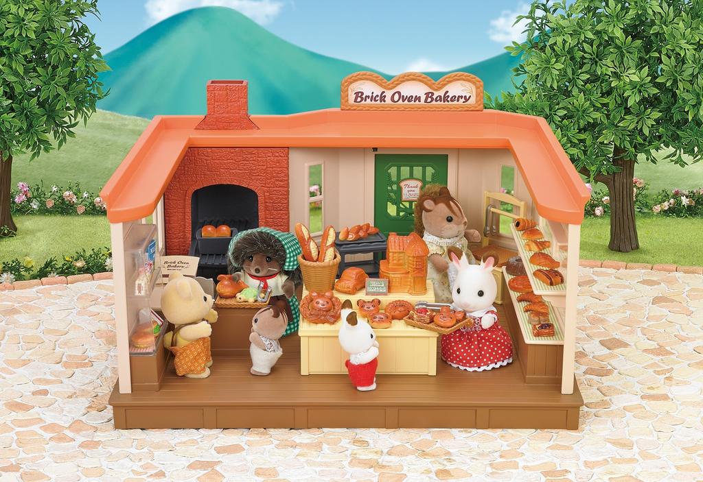 EPOCH Sylvanian Families [Forest Bakery] Shop Playset Mi-80 – Dollhouse Bakery Shop with Storefront Display, Ages 3+