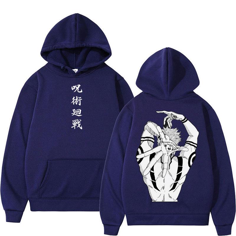 Anime Jujutsu Kaisen Sukuna Print Hoodies Harajuku Vintage Manga Men's Pullover Oversized  Casual Cosplay Hoody Sweatshirt