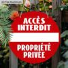 2D Flat 1pc Warning Aluminum Decoration Plaque, "Accès Interdit Propriété Privée" Lettering Sign, Gate Security Decor, Yard Security Decor, Home
